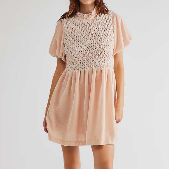 Free People Gum Drop Velour Open Back Mini Dress - Picture 1 of 6